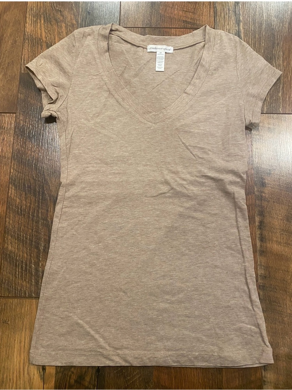 Ambiance Apparel Comfortable Basics Women's V-Neck Tee - Taupe size medium